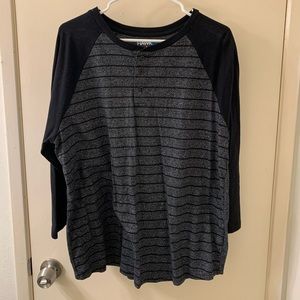 Black/grey 1/4 sleeve striped shirt